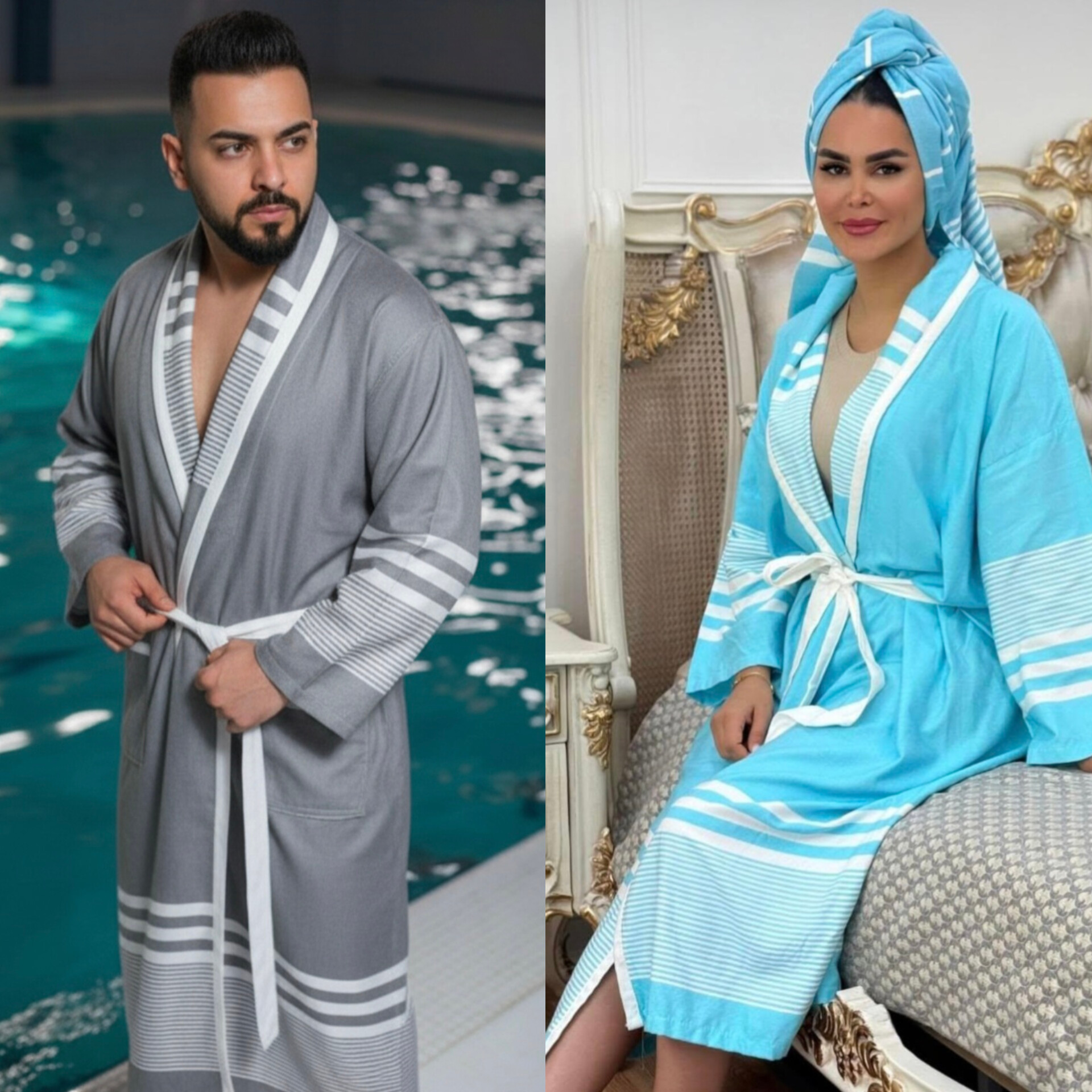 حوله تن پوش نخی طرح ساده زنانه/مردانه