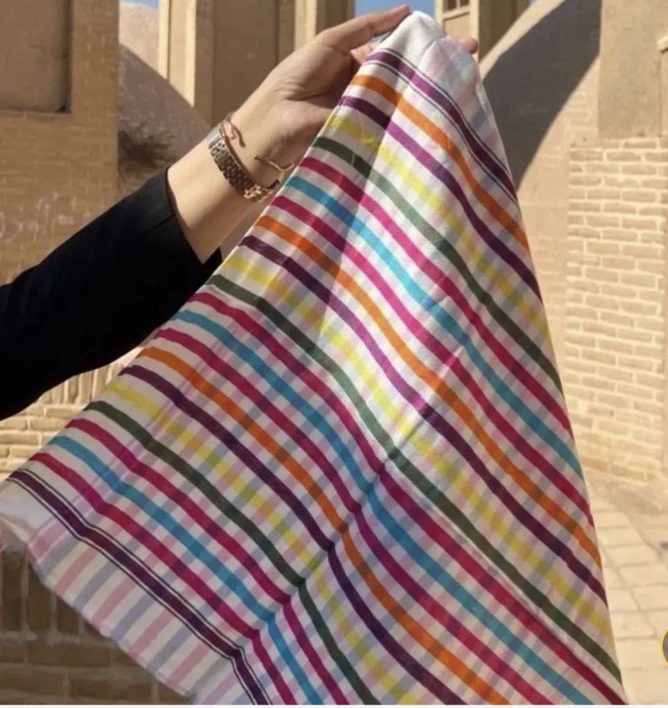 دستمال نخی یزدی طرح شطرنجی (بسته دوتایی سایز ۵۰ در ۵۰)